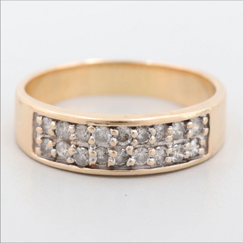 *Solid 10k Double Row .50 Ctw Diamond Ring - image 1
